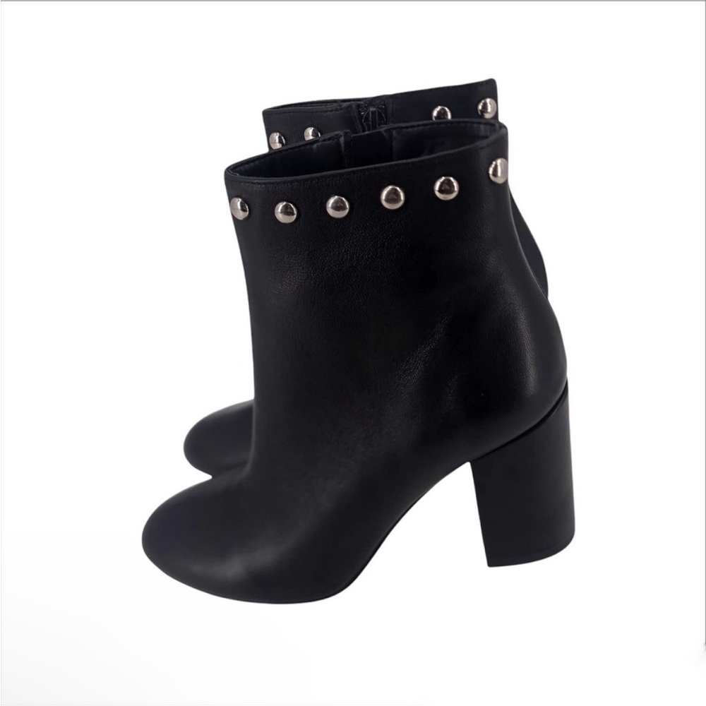 Bianca Di Ankle Bootie Studded Studs Black Leather Womens EU 38 NIB $175